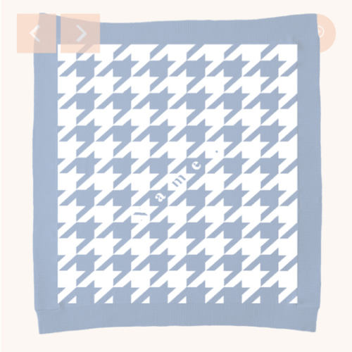 The Houndstooth Blanket: 100% cotton, color- Dusty Blue with White writing (baby’s name), big size (single/cot)