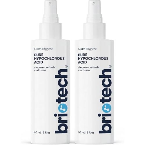 BRIOTECH Pure Hypochlorous Acid Cleanser Spray, Travel, 2 oz, 2-Pack