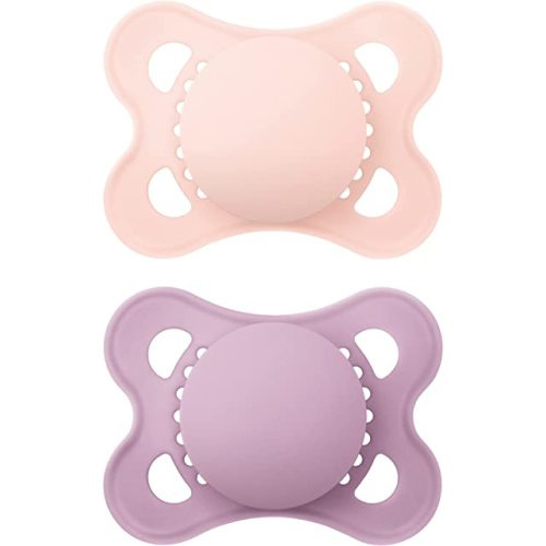 MAM Original Matte Pacifier (2 pack, 1 Sterilizing Pacifier Case), Pacifiers 0-6 Months, Baby Girl Pacifier, Best Pacifiers for Breastfed Babies, Sterilizing Storage Case