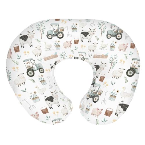 Boho Farm Animals Baby Nursing Pillow Covers for Boy Girl Lamb Cow Chicken Duck Tractor Tree Nursery Slipcovers for Breastfeeding Pillows Spring Farm Life Soft Stretchy Cover for Newborn Infant