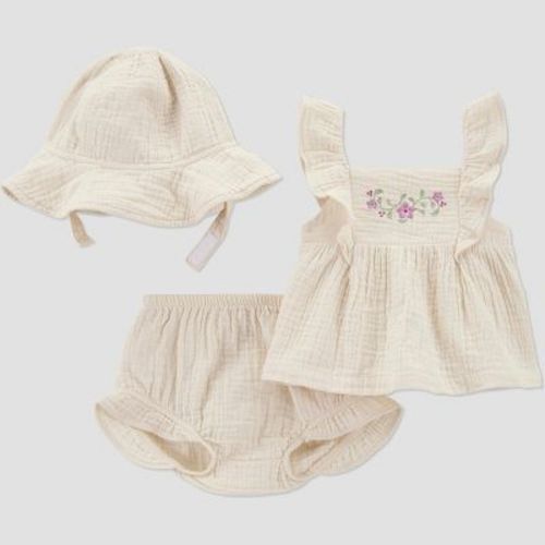 Carter's Just One You® Baby Girls' Creme Floral Dress with Hat - Cream 18M