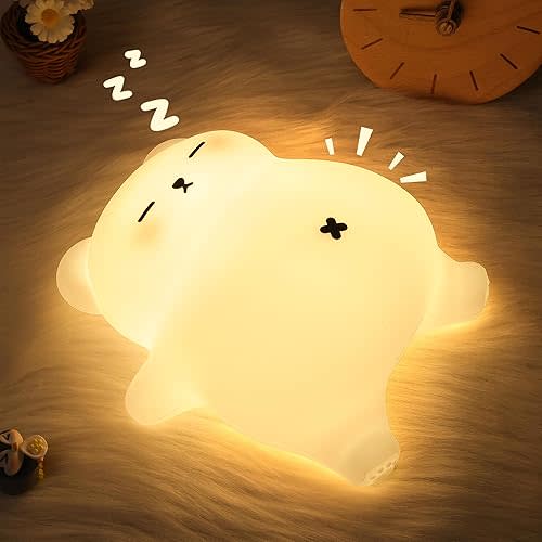 Sleepy Snoring Bear Night Light, Cute Bear Night Light with Snoring Sound Effect, Touch Control & Timer, Brightness & Volume Adjustable, Suitable for Breastfeeding Sleep for Kids Adults