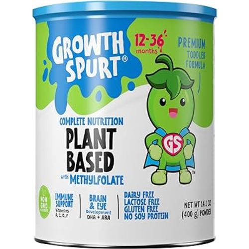 Plant Based Toddler Formula – Growth Spurt Complete Nutrition Powder Formula – Dairy Free, Lactose Free, Gluten Free – No Soy Protein - Prebiotics, Probiotics, DHA & ARA, Methylfolate, Immune Support, Non GMO Infant Baby Transition Weaning