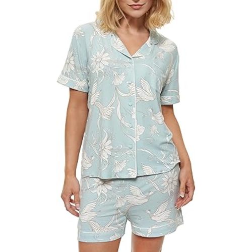 Pop & Plum Soft Cooling Viscose Bamboo Pajamas for Women, Comfy PJs, Matching Button Up Pajama Shorts Set, Super Soft Pajamas