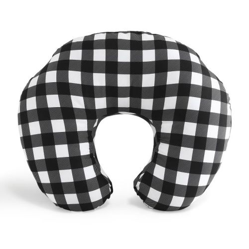 The Peanutshell Nursing Pillow For Breastfeeding, Black And White Buffalo Plaid