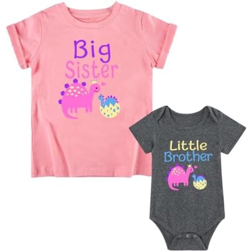Funnycokid Big Sister Little Brother Matching Outfits Toddler Girl Shirt Newborn Boys Clothes