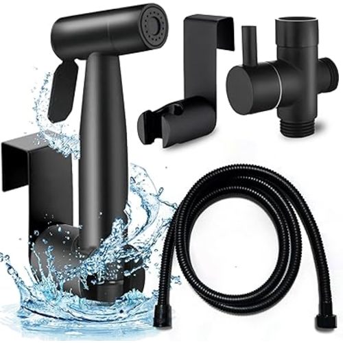 Handheld Bidet Sprayer for Toilet, Brass Leak Free T-Valve & Adjustable Jet Spray, Feminine Hygiene, Baby Diaper Sprayer with Superior Complete Accessories