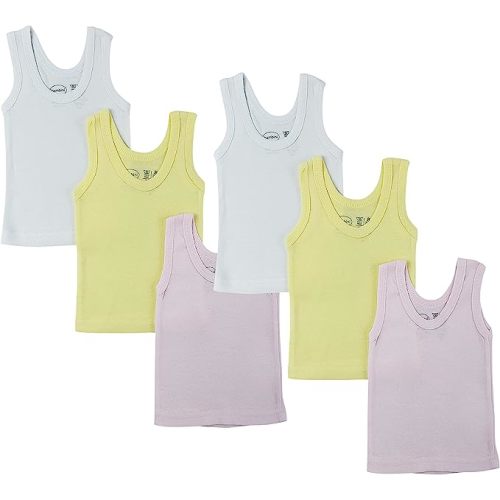 Baby Sleeveless Pack of 6 Tank Tops 100% Cotton Shirts, Short Sleeve Tees 0-24 Months Boys, Girls, Unisex - 0-6 Months - Pink