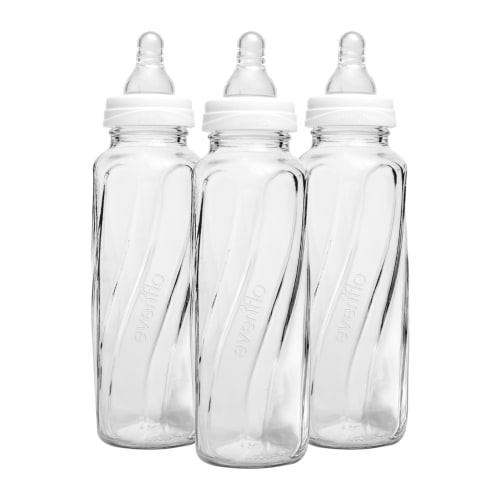 Evenflo Classic 8oz 3-Pack BPA-Free Glass Baby Bottles: Vented, Infant Essential and Easy Latch