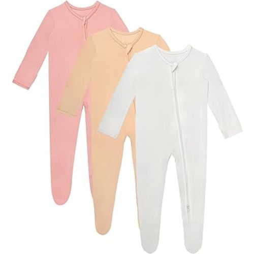 3 Pcs Baby Long Sleepers Pajamas One Piece Footies Rompers