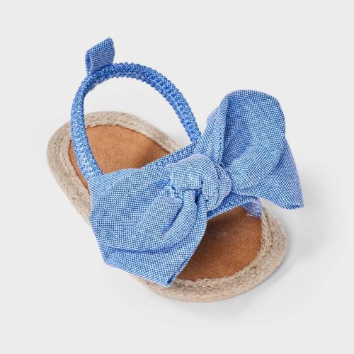 Baby Girls' Chambray Bow Ankle Strap Sandals - Cat & Jack™ Blue 0-3M