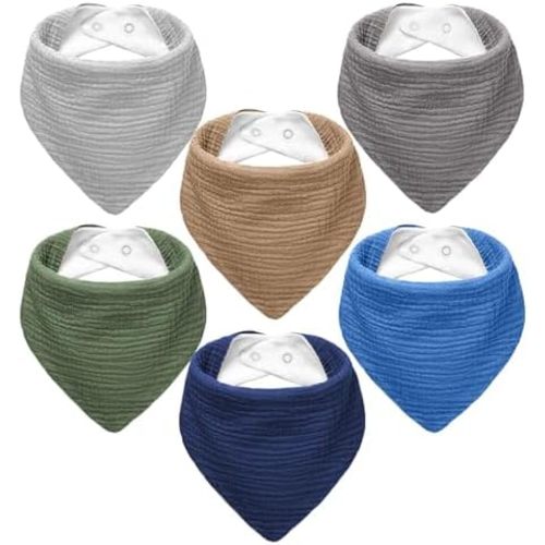 Muslin Baby Bibs,Soft Triangular Baby Bandana Drool Bibs for Baby Boy Girl,Solid Colors Bib for Drooling Teething