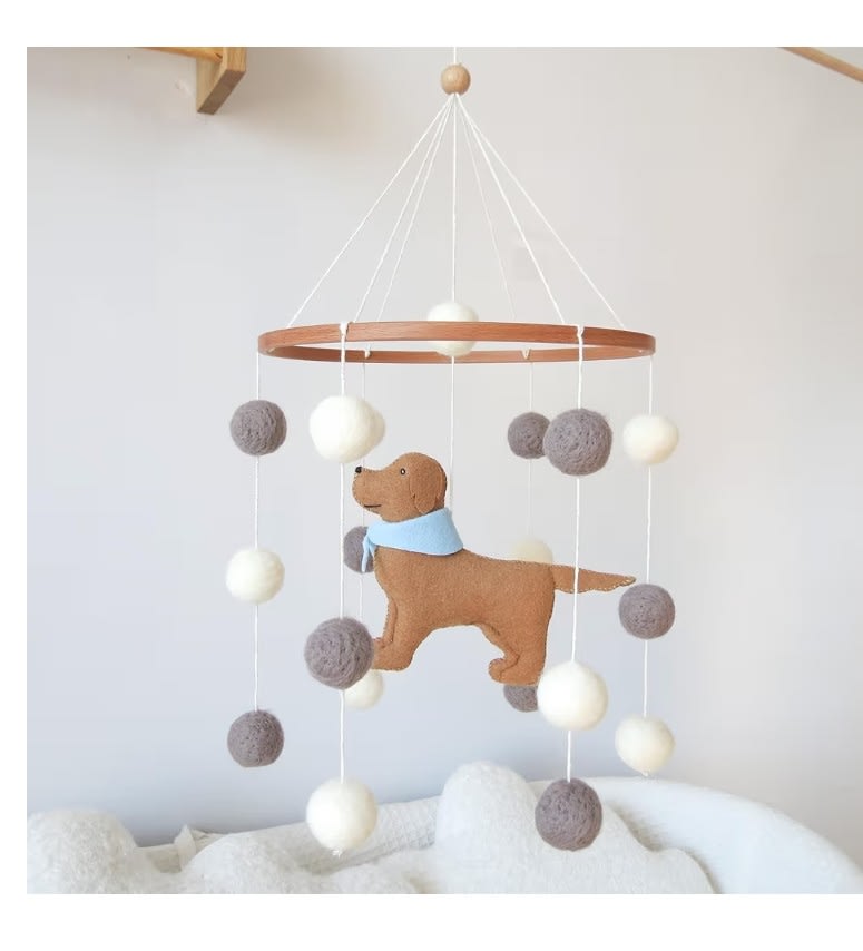 Baby Crib Mobile for Boys Girls Dog Mobile Baby Mobile for Crib Mobile for Bassinet with Felt Ball