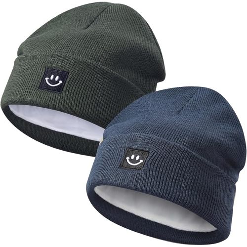 2 Pack Baby Beanie Fleece Lined Knit Toddler Hat for Girls Boys 0-8 Years