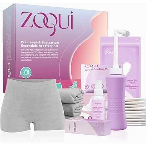 20 Pcs Postpartum Essentials Recovery Kit, Labor Delivery Care Kit, Gifts for New Mom, Postpartum Pads, Peri Bottle, Cooling Spray, Perineal Soothing Liners, Disposable Underwear, Hot&Cold Packs