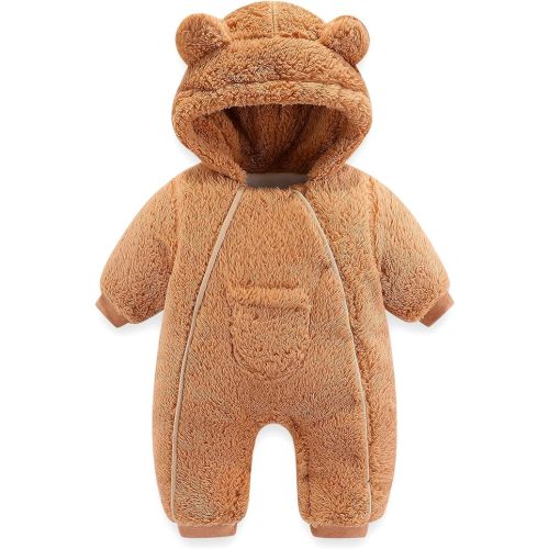AiWMGL Baby Snowsuit Fleece Jumpsuit Newborn Winter Clothes Toddler Girls Boys Romper Thick Warm Hooded Bear Onepiece Outfit