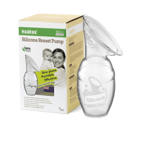 haakaa Manual Breast Pump for Breastfeeding, Silicone, Clear 4oz/100ml