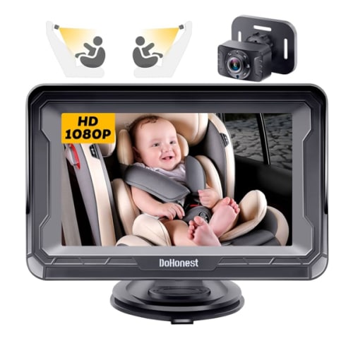 DoHonest Baby Car Camera HD 1080P - Rear-Facing Car Baby Monitor with Night Vision, Adjustable View Angle, Easy Setup, Anti-Glare Display, Safety for Kids & Infants