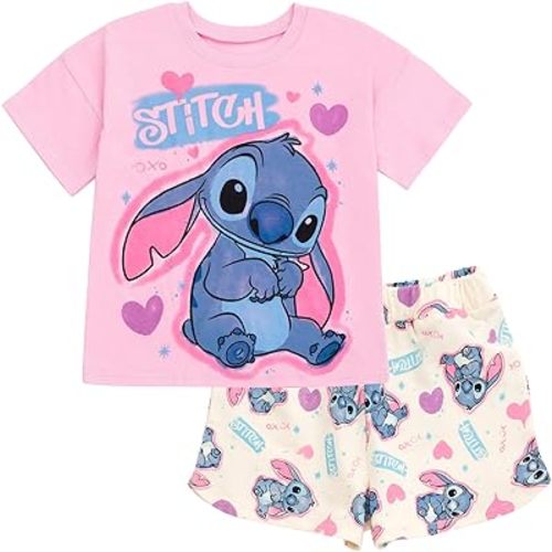 Disney Junior Floral T-Shirt and French Terry Shorts Outfit Set Infant to Big Kid Sizes (12 Months - 14-16)