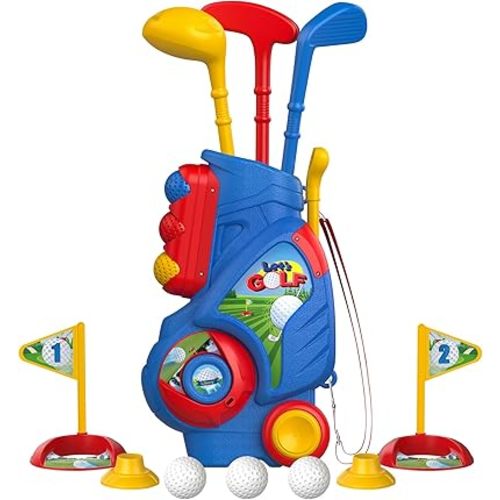 Liberry Toddler Golf Set, Upgraded Kids Golf Cart with Unique Shoulder Strap Design, Indoor Outdoor Sports Toys Gifts for Boys Girls 1 2 3 4 Years Old
