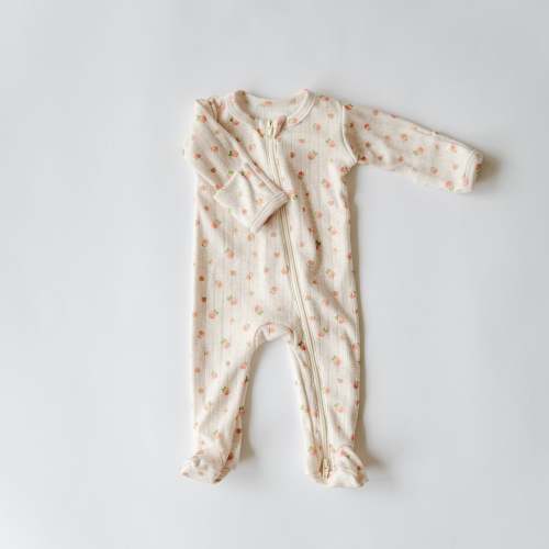 Zipper Footie Onesie in Peachy Keen