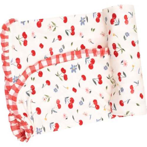 Ruffle Receiving Blanket, Watercolor Cherries