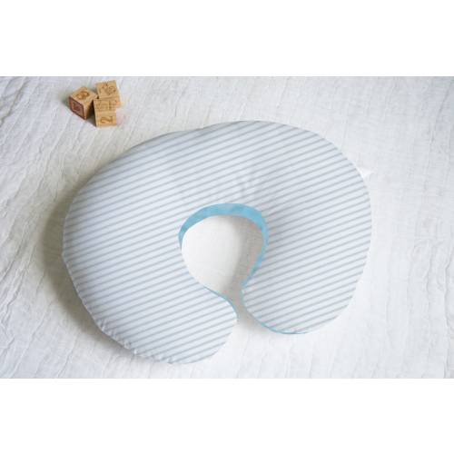 Lt Blue Ticking Nursing Pillow Cover With Personalization Option