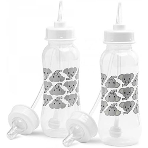 Hands-Free Baby Bottle - Anti-Colic Self Feeding Baby Bottle System 9 oz (3 Pack - Elephant)