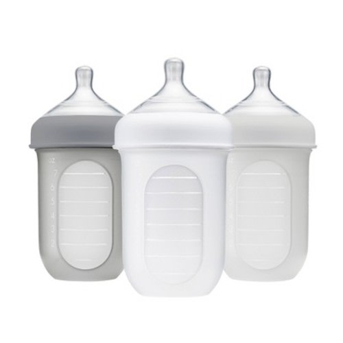 Boon - NURSH 8oz 3pk Silicone Bottle, Color: Gray