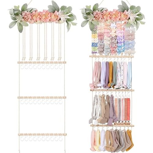 POVETIRE Headband Holder Hair Bows Organizer for Girls, Hair Accessories Display Storage Wall Hanging Decor for Baby Nursery Toddler Girls Room