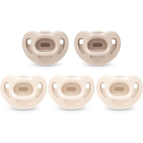 NUK 100% Silicone Comfy Orthodontic Pacifiers, 0-6 Months, Neutral Fashion, Timeless Collection, 5 Count