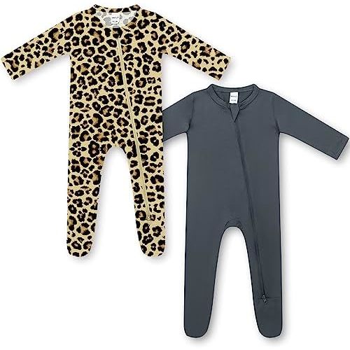 HAPIU Rayon from Bamboo Baby Footed Pajamas, 2 Way Zipper YKK, Footie for Baby Boy Girls, Newborn-24 Months