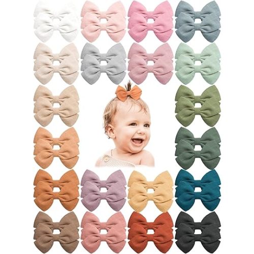 Prohouse 40 PCS Baby Girls Hair Clips Fully Lined Non Slip For Infant Fine Hair Bows Barrettes for Toddlers Kids Children in Pairs