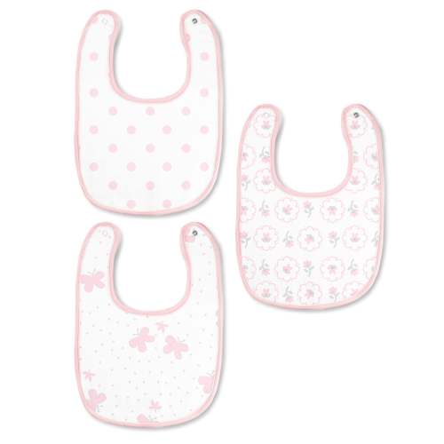 SwaddleDesigns - Muslin Baby Bibs - Classic Collection (Set of 3), Pastel Pink
