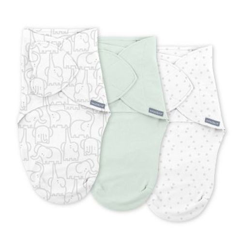 Swaddleme By Ingenuity Monogram Collection Swaddle Wrap, For Ages 0-3 Month - Elephant Dance - 3pk