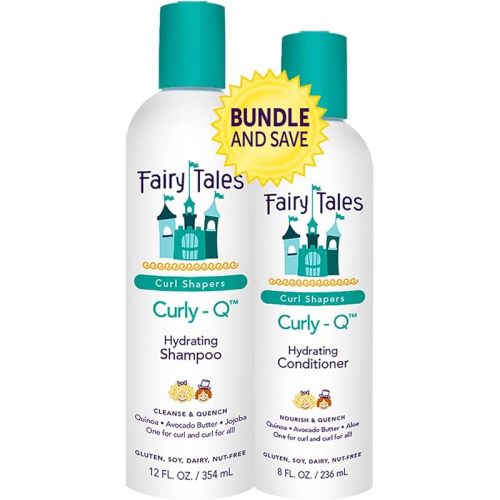 Fairy Tales Curly Q Hydrating Shampoo and Conditioner Set - Paraben, Sulfate, Gluten, Nut Free - For All Curl Types Including Multi Cultural Hair