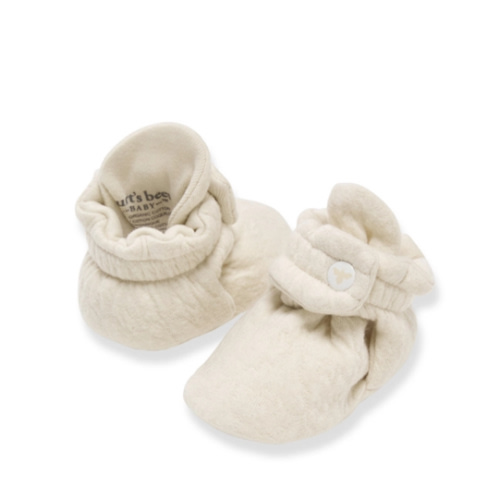 Organic Cotton Quilted Bee Baby Booties Oat