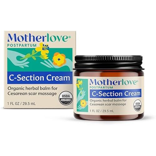 Motherlove C-Section Cream (1oz) Organic Herbal Nourishing Scar Cream—Soothes Discomfort While Minimizing Appearance & Reducing Scar Tissue Build-up—Non-GMO, Cruelty-Free