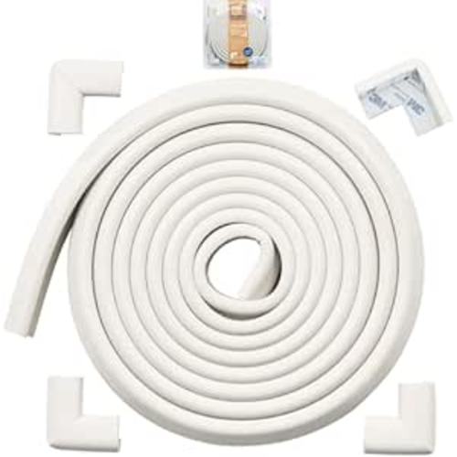 Roving Cove Edge Corner Protector Baby Proofing (Large 15ft Edge 4 Corners), Hefty-Fit Heavy-Duty, Soft NBR Rubber Foam, Furniture Fireplace Safety Bumper Guard, 3M Adhesive, Oyster White (Off White)