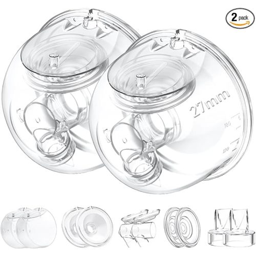 Two Full Milk Collector Cup Sets with 27mm Flange Compatible with Momcozy S12 Pro