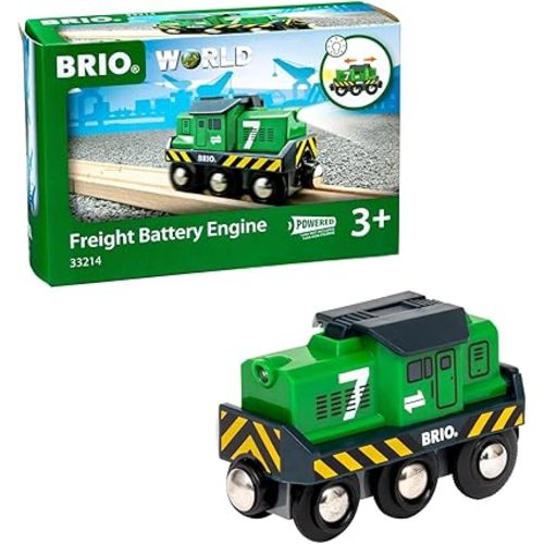 BRIO World Freight Battery Engine - Battery-Operated Toy Train for Wooden Tracks - Powerful Motorized Train Engine Pulls The Longest Sets - Works with All Railway Sets - Ages 3 & Up