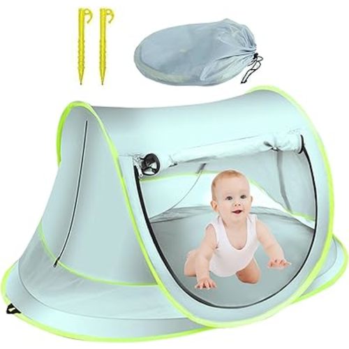 Baby Beach Tent Pop Up Beach Tent Sun Shade Automatic Portable Baby Tent UPF50+ UV Protection Sun Shelter Canopy for Infant, Kids Outdoor Travel, Camping