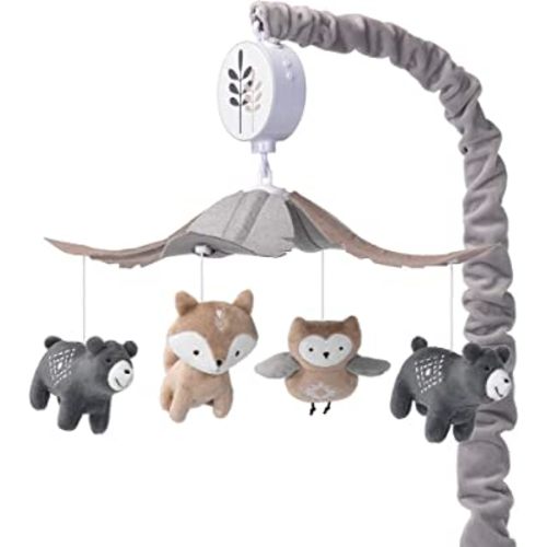 Lambs & Ivy Woodland Forest Gray/Tan Musical Baby Crib Mobile