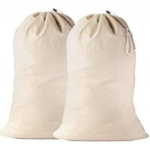 2 Pack - Extra Large Cotton Laundry Bag, Heavy Duty Large Laundry Bags 24 x 36 inch XL Drawstring Travel Organizer Bag Fit Hamper Basket Camp (Beige, Pack of 2)