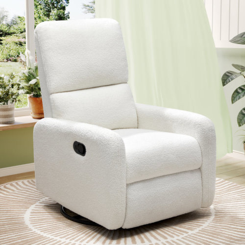 Swivel Rocking Chair Recliner Chair Massage, Upholstered Modern Glider with High Back, Linen