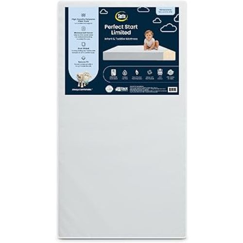 Serta Perfect Start Limited Dual Sided Baby Crib Mattress and Toddler Mattress, Breathable Fiber Core, GREENGUARD Gold Certified, Waterproof, 7 Year Warranty, Made in USA