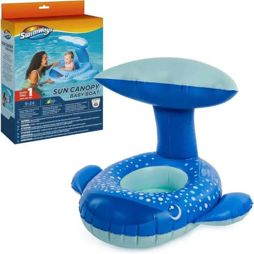 Spin Master - Swimways Sun Canopy Baby Boat, Toys for Kids Aged 9-24 Months, Whale