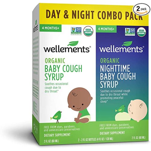 Wellements Cough Syrup (Organic Baby Cough 2 Pack (Day & Night), 2 oz. Day and Night Formula) Free from Dyes, Parabens, Preservatives…