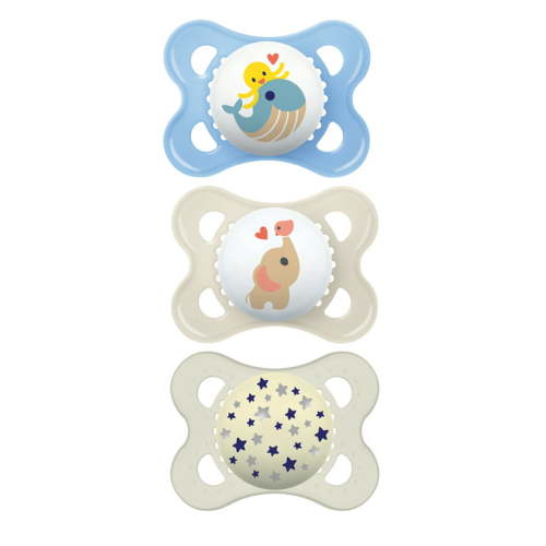 MAM Day & Night Pacifier, 0-6 Months, Boy, 3 pack