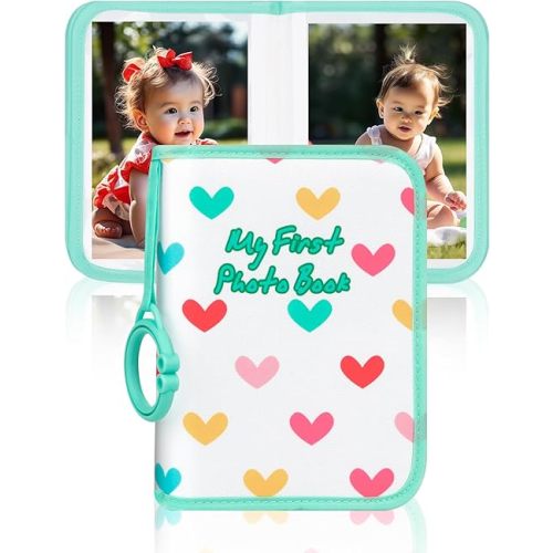 Baby Photo Book Holds 21 4x6 Photos, My First Photo Book for Baby or Toddlers, Love" Baby Photo Album Soft Cloth Family Book, Cute Book Gift for Babies Shower Newborns Family Photos (Green)